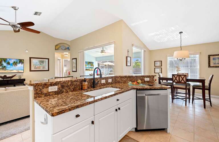 Center of the Home, Kitchen with Views of the Living Room and Dining Room