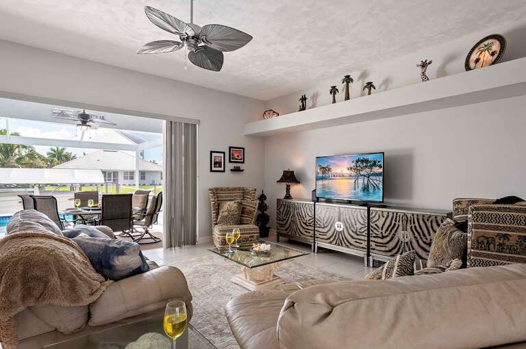 Living Room with Smart TV Streaming Services Available