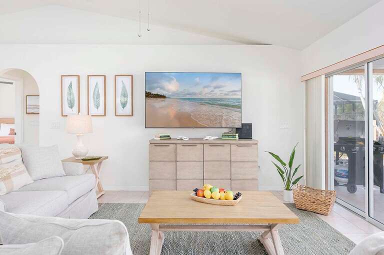 Living Room with View to Pool Area
