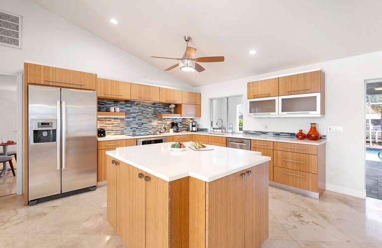 Kitchen with Large Island Great for Prepping Food