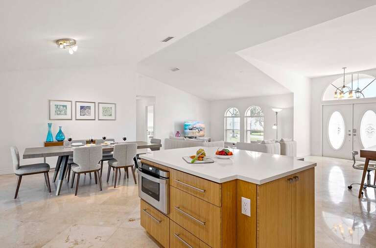 The Large Kitchen Island Offers the Perfect  Spot for Entertaining