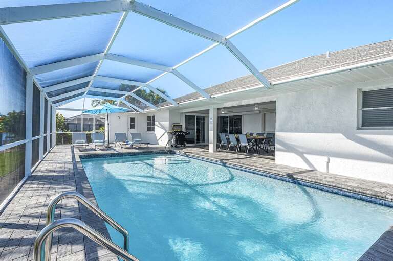 Large Pool Area with Covered Lanai for Dining