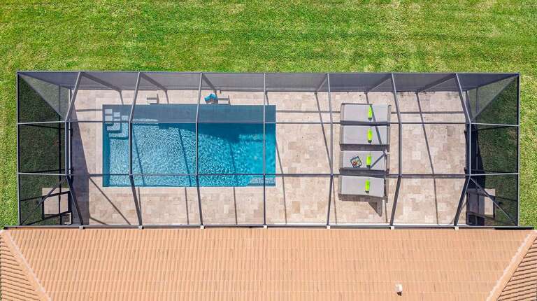 Aerial View of Pool and Lanai at Alora