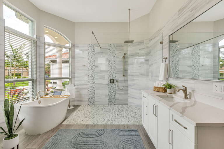 Main Suite Bathroom with Large Shower and Garden Tub