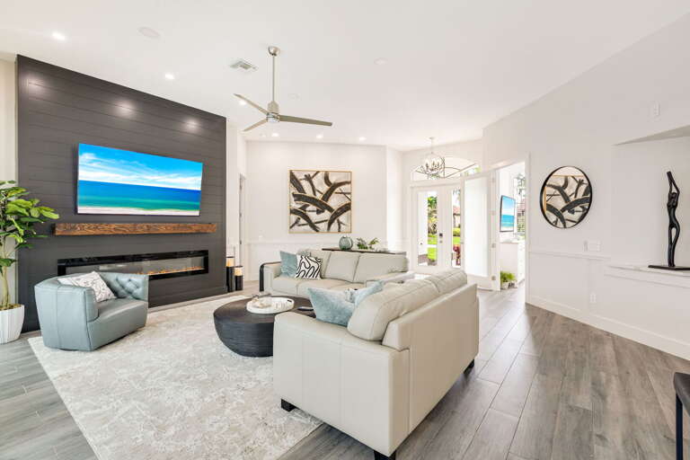 Smart TV with Electric Fireplace