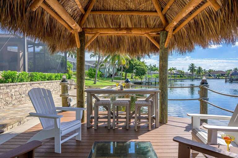 Tiki Hut with Seating and Glass Bottom Floor
