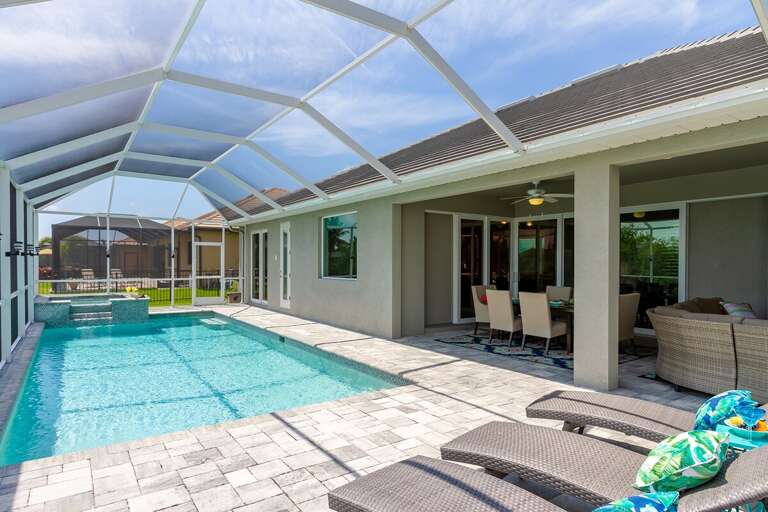 Swimming Pool with Lanai, Lounges and Sitting Area