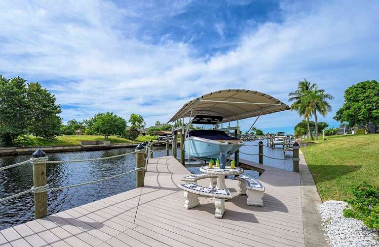 Boat Dock with Table and Chairs