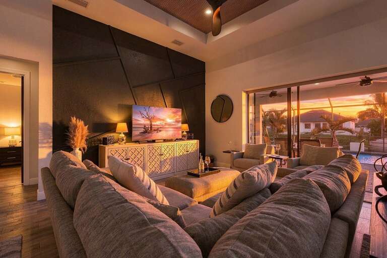 Sunset Light Filters into the Living Room