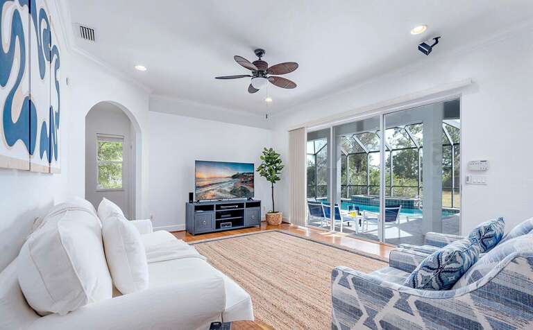 Main Living Room with View of the Swimming Pool