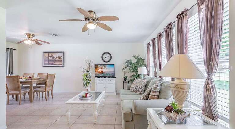 Living room and Formal Dining with Garden View