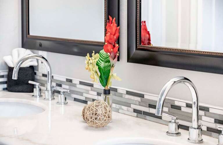 Main Bathroom features Dual Sinks