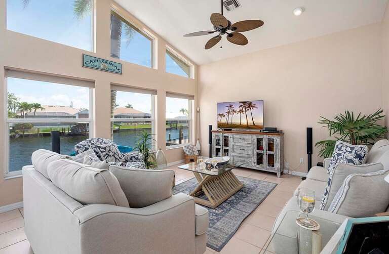 Bright and Airy Living Room with Amazing Intersecting Canal Views