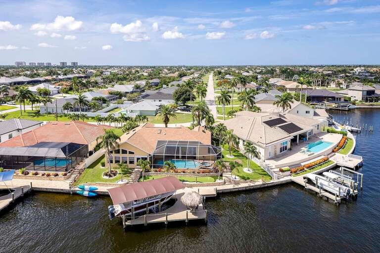 Located on a Corner Lot with Amazing Views of several Intersecting Canals