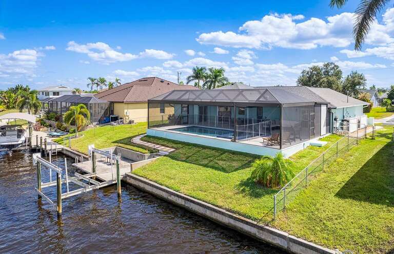 View of the Backyard and Boat Lift at Casa Azul