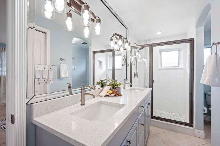 En-Suite Bathroom with Dual Sinks and Shower