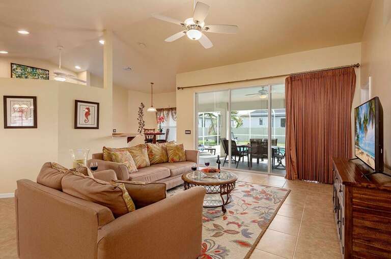 Living Room with TV and View of the Nook Area