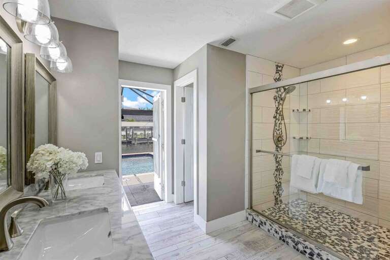 Bathroom with Pool Access and Walk in Shower