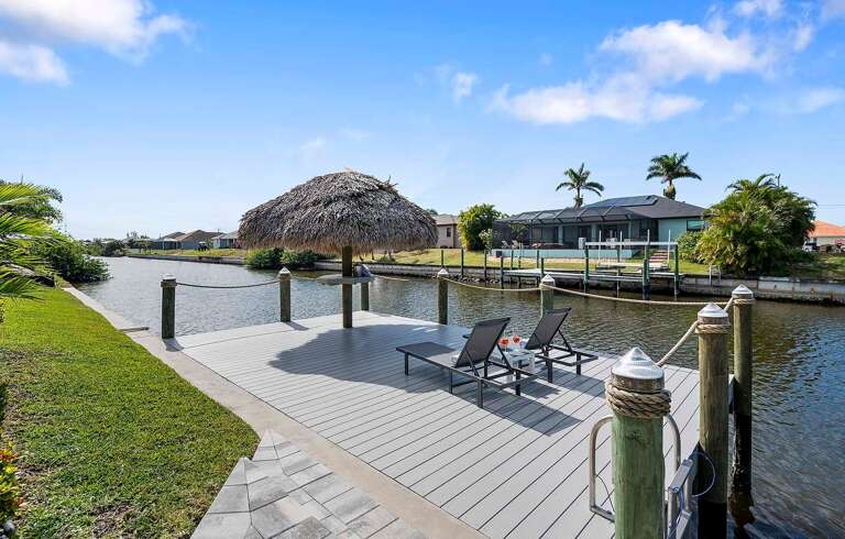 Boat Dock Offers a Tiki Hut to Hang out and Lounges to Relax