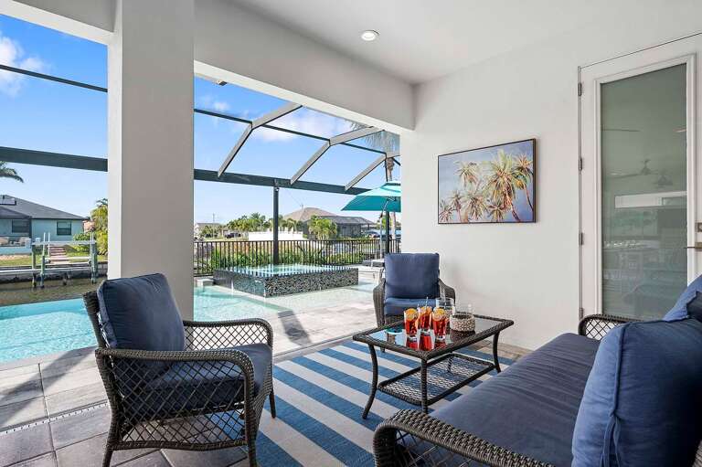 Covered Lanai with Lounge Area Great for Conversations