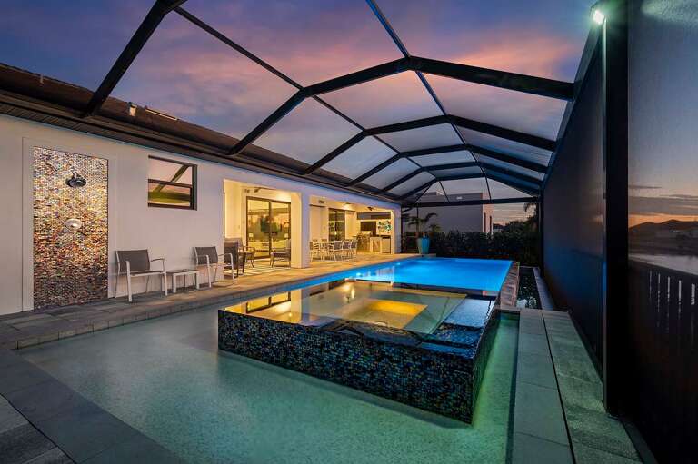 Del Sol is Beautifully Light Up with the Changing Color Options of the Pool