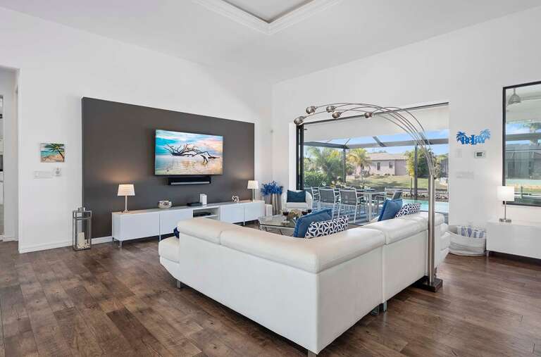 Open Living with Views of the Lanai and Pool from the Living Room