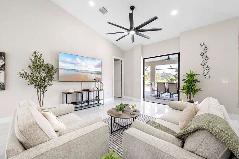 Open Concept Living With Large Dining Room and Views of the Lanai