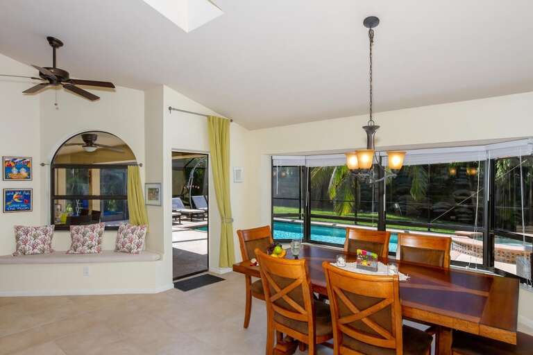 Dining Area has Amazing Views of the Pool and Patio