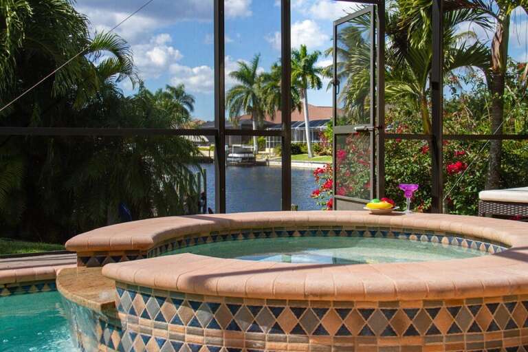 The spa is attached to the swimming pool