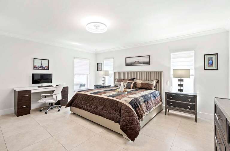 Main King Bedroom with Desk and Garden View