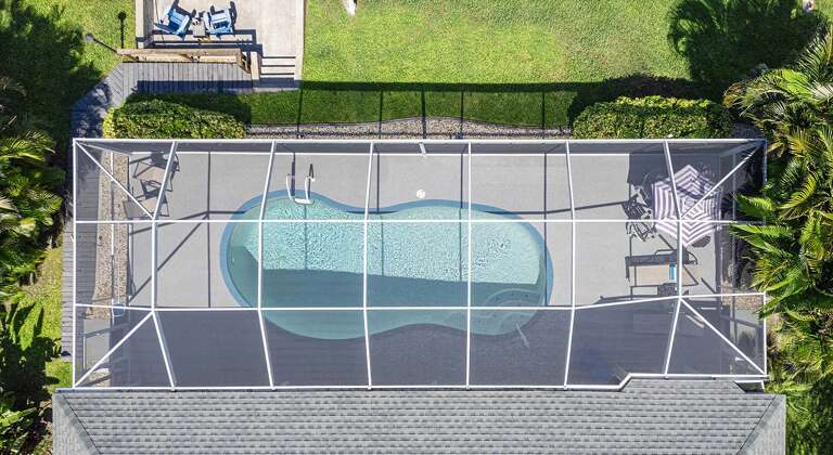 Aerial View of the Patio and Pool