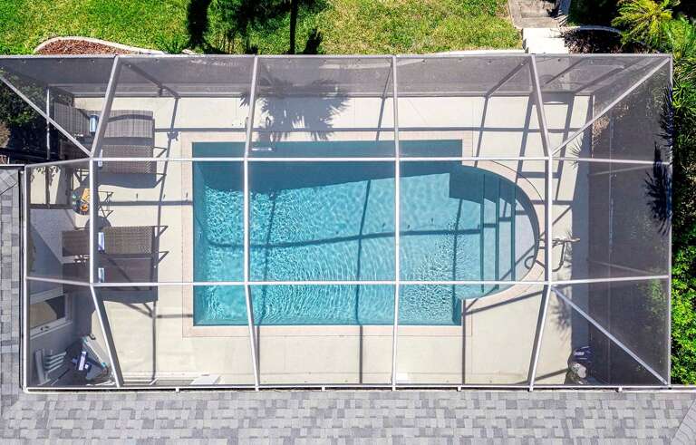 Aerial View of Pool Area and Uncovered Lanai