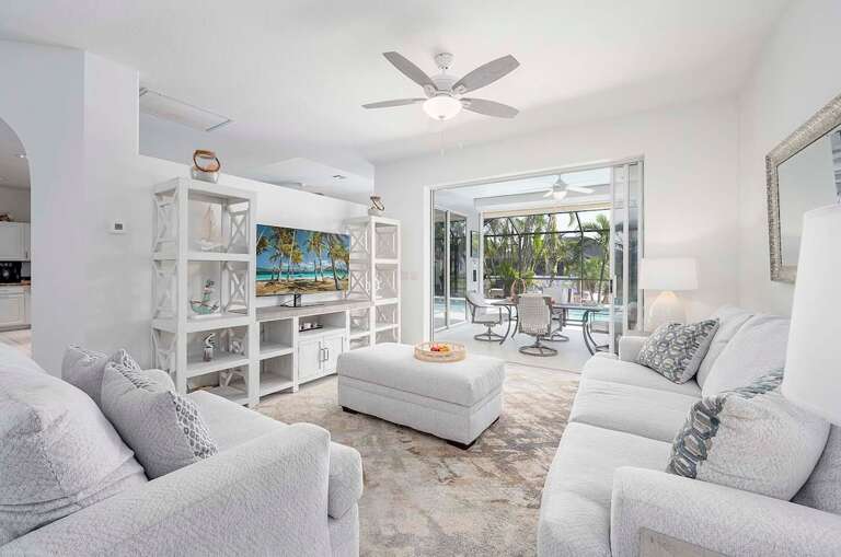 Living Room with Beautiful Pool Views