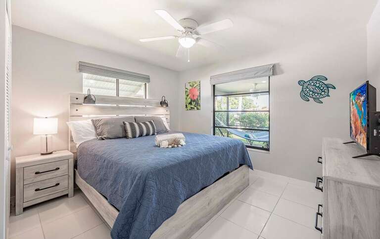 Guest Bedroom with King Bed and Garden View