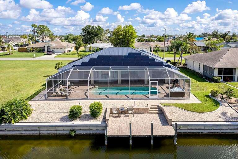 Bird Eye View of Back Patio and Dock from La Florida