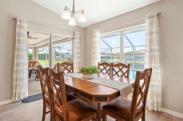 Dining Area with Views of the Lanai and Pool