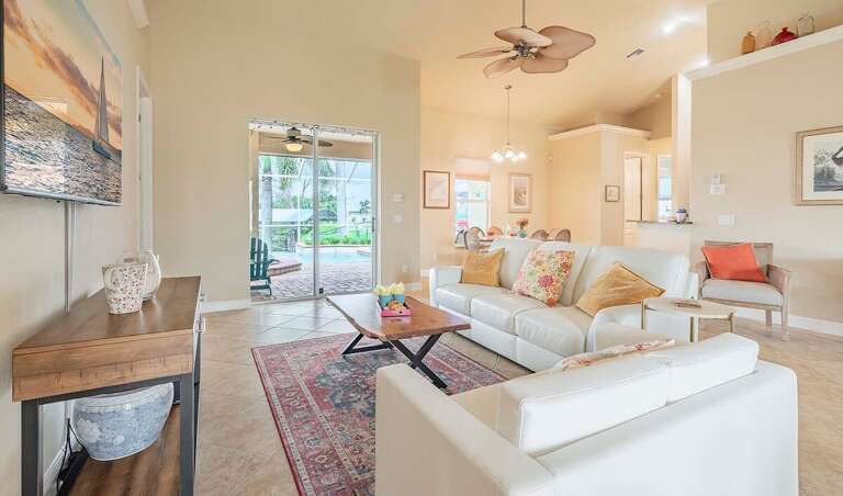 Main Living Room with Comfortable Couches and Smart TV