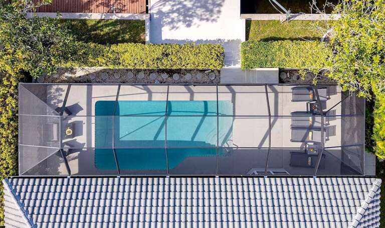 Aerial View of Pool Area Which Faces West
