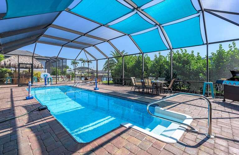 Covered Lanai with Shallow Pool Entrance and Deep End