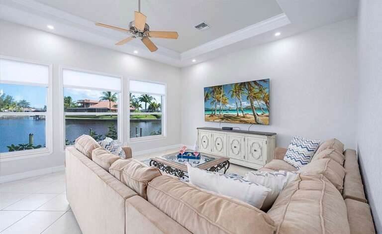 Cozy Family Room with 85 TV