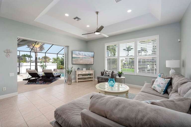 Living Room with Views of the Pool and Lanai