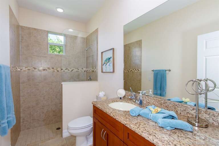 The Guest Bathroom with Walk in Shower can be accessed from the Hallway