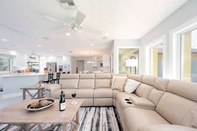 Theater Style Couch with Reclining Chairs