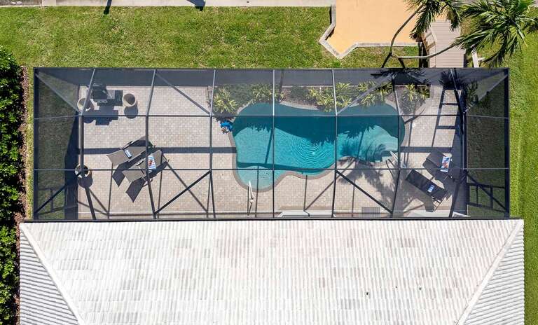 Aerial View of the Pool and Lanai