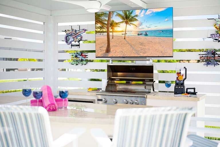 Outdoor Kitchen with TV and BBQ
