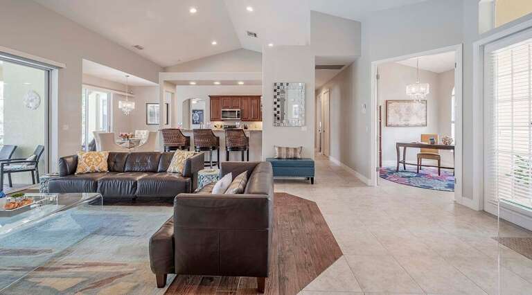 Living Room with Office to the right as well as Kitchen