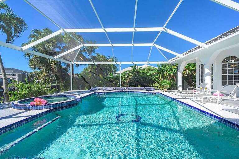 The Center of the Pool is featuring a Dolphin Design