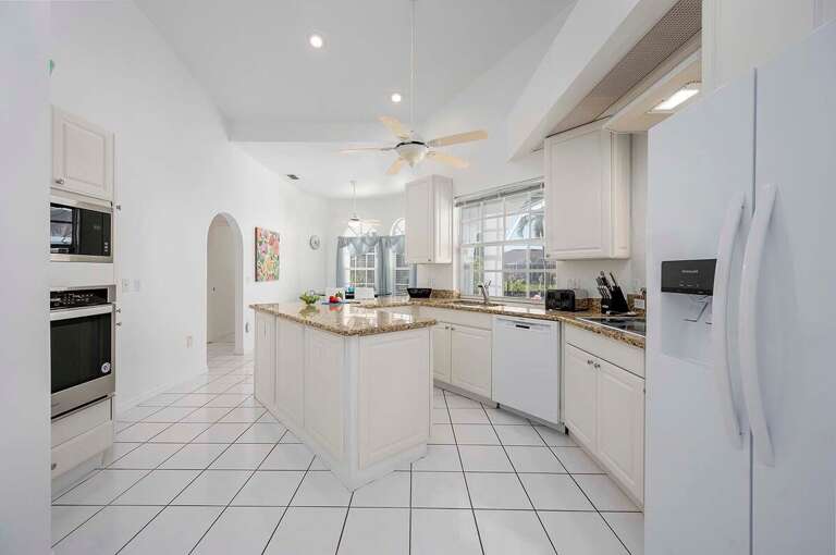Kitchen with Island and Views of the Lanai