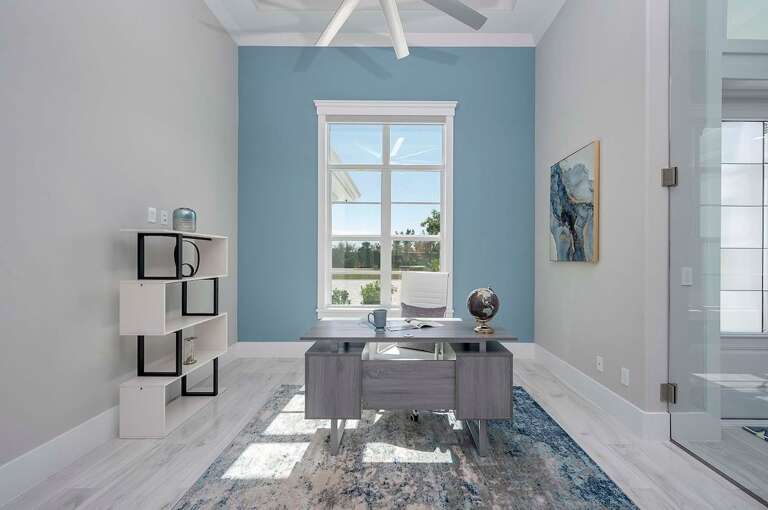 Office with Garden Views and Views of the Living Space