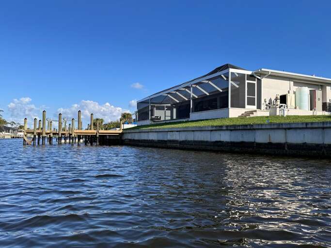 Backyard of Salty Shores Retreat Fishing and Boating a Must